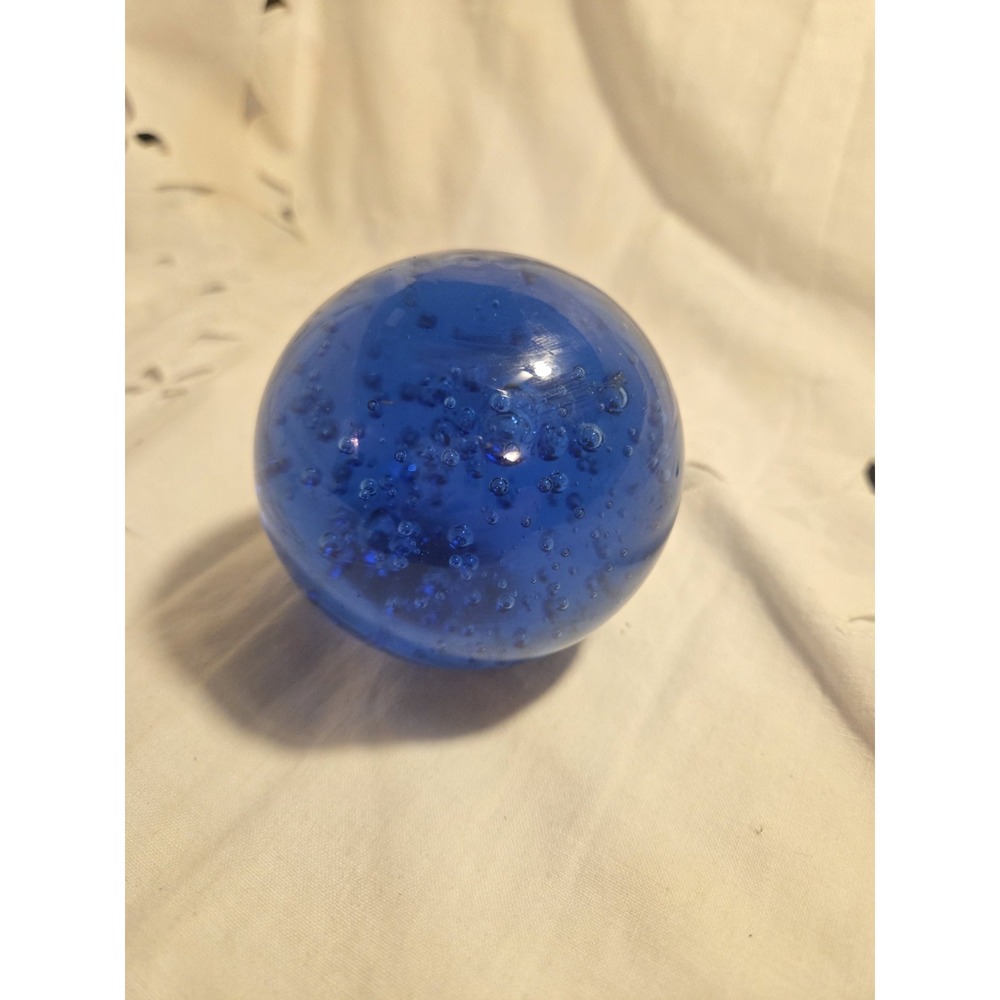VTG Estate Cobalt Blue Hand Blown Starry Night Controlled Bubbles Paperweight